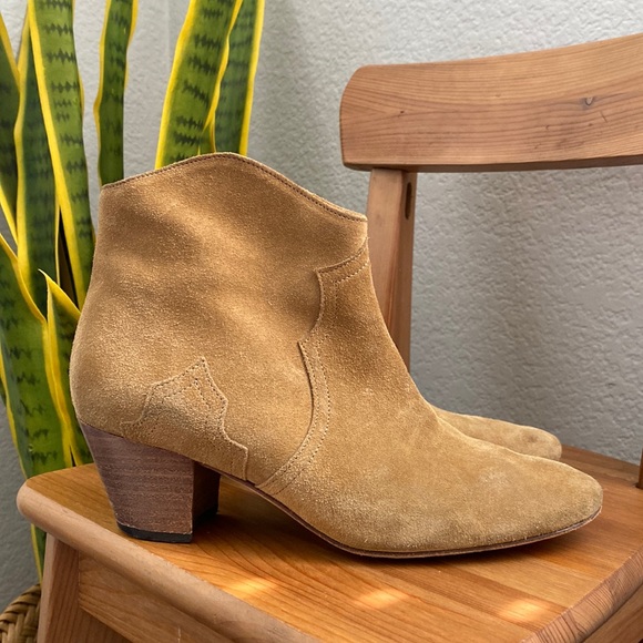 Isabel Marant Dicker Suede Ankle Cowboy Booties 38 - Picture 1 of 15